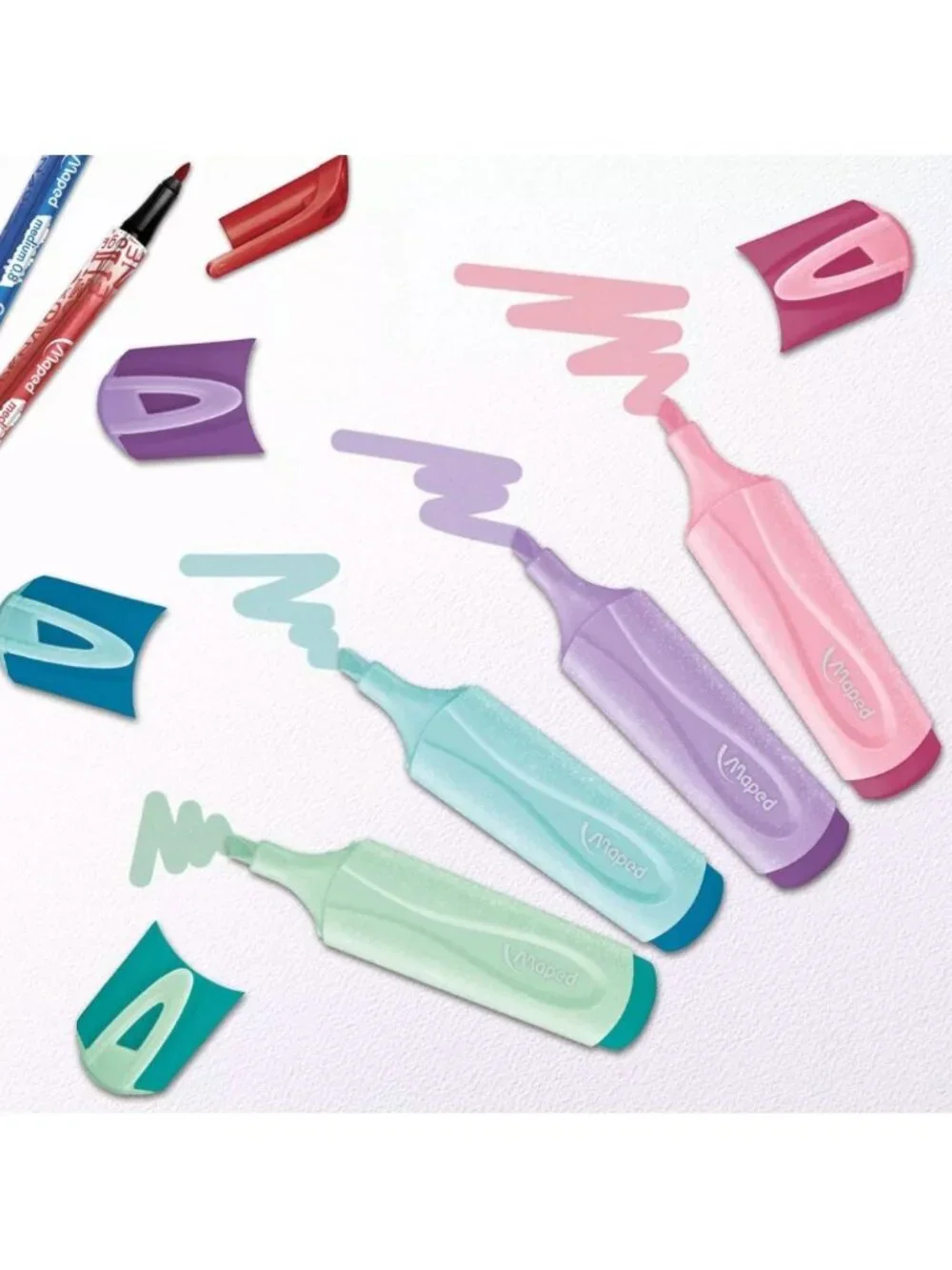Set of 2 - Maped Glitter Pastel Highlighters - Pack Of 4 With Recyclable Packagi